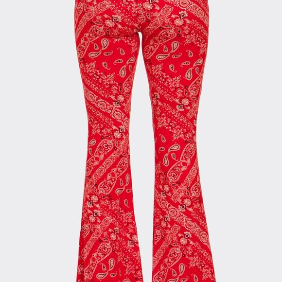 NEW Boho Bandana Printed Flared Long Pants Small - Picture 4 of 5